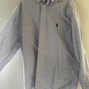 Polo by Ralph Lauren Blue and White Checkered Kids Button Down Shirt